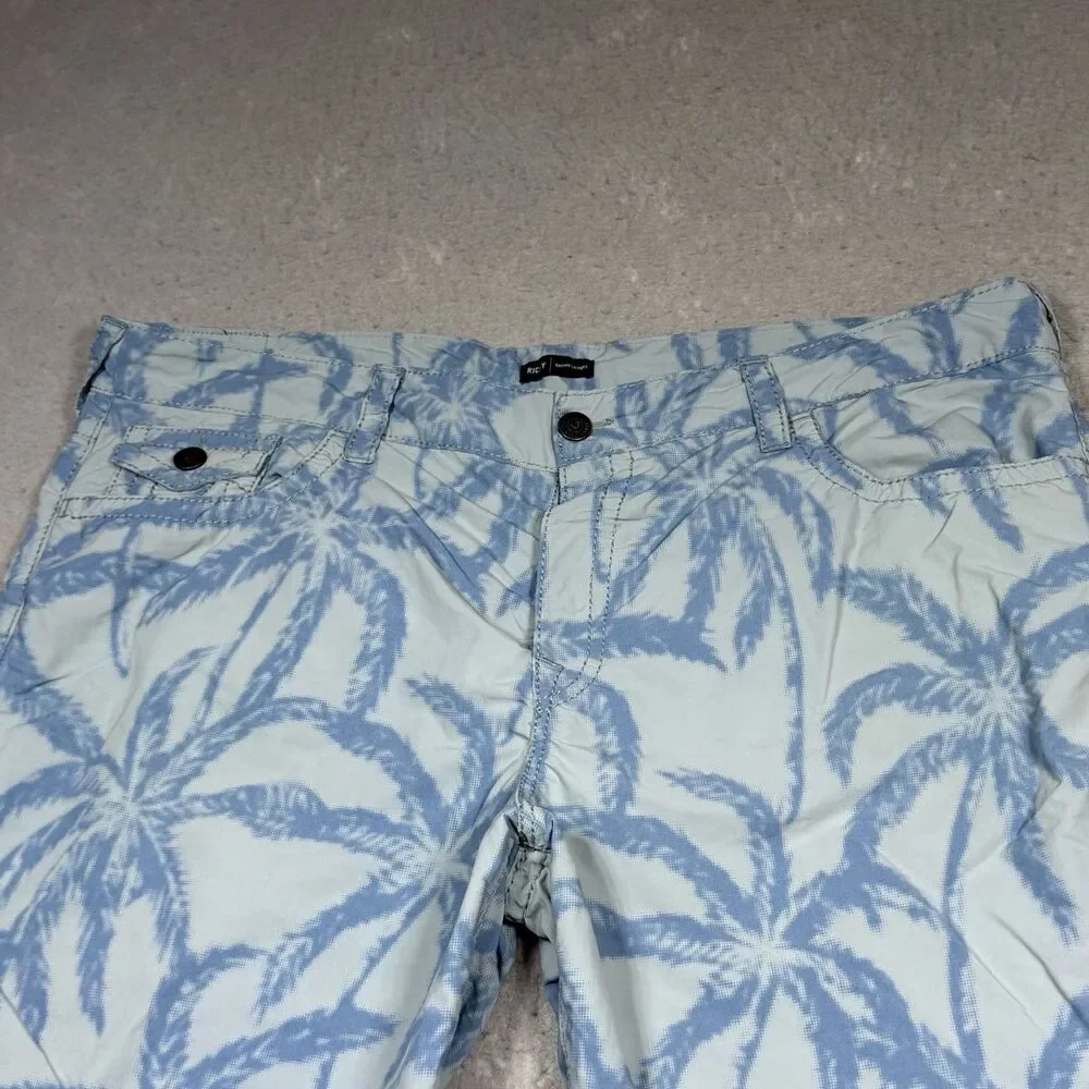 TRUE RELIGION Ricky Board Shorts 12” Swim Trunks Men’s 42 Palm Trees Relaxed Fit